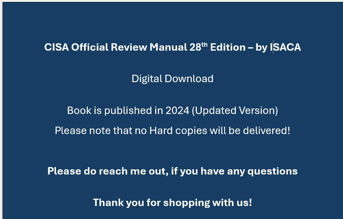 CISA Official Review Manual 28th Edition (2024) - Digital