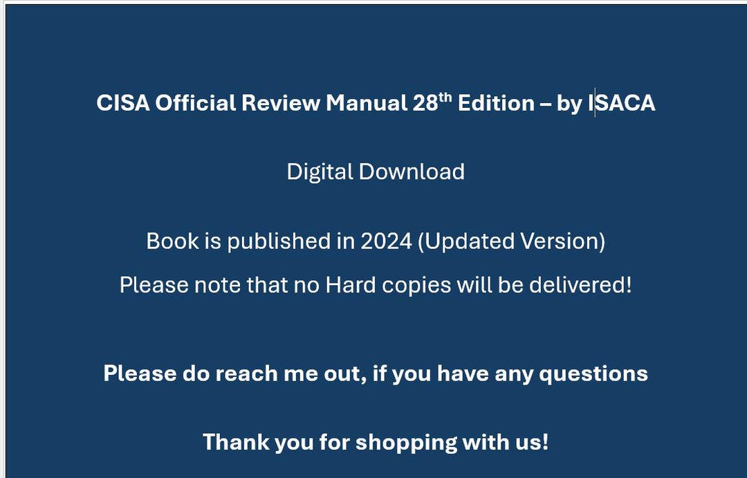 CISA Official Review Manual 28th Edition (2024) - Digital