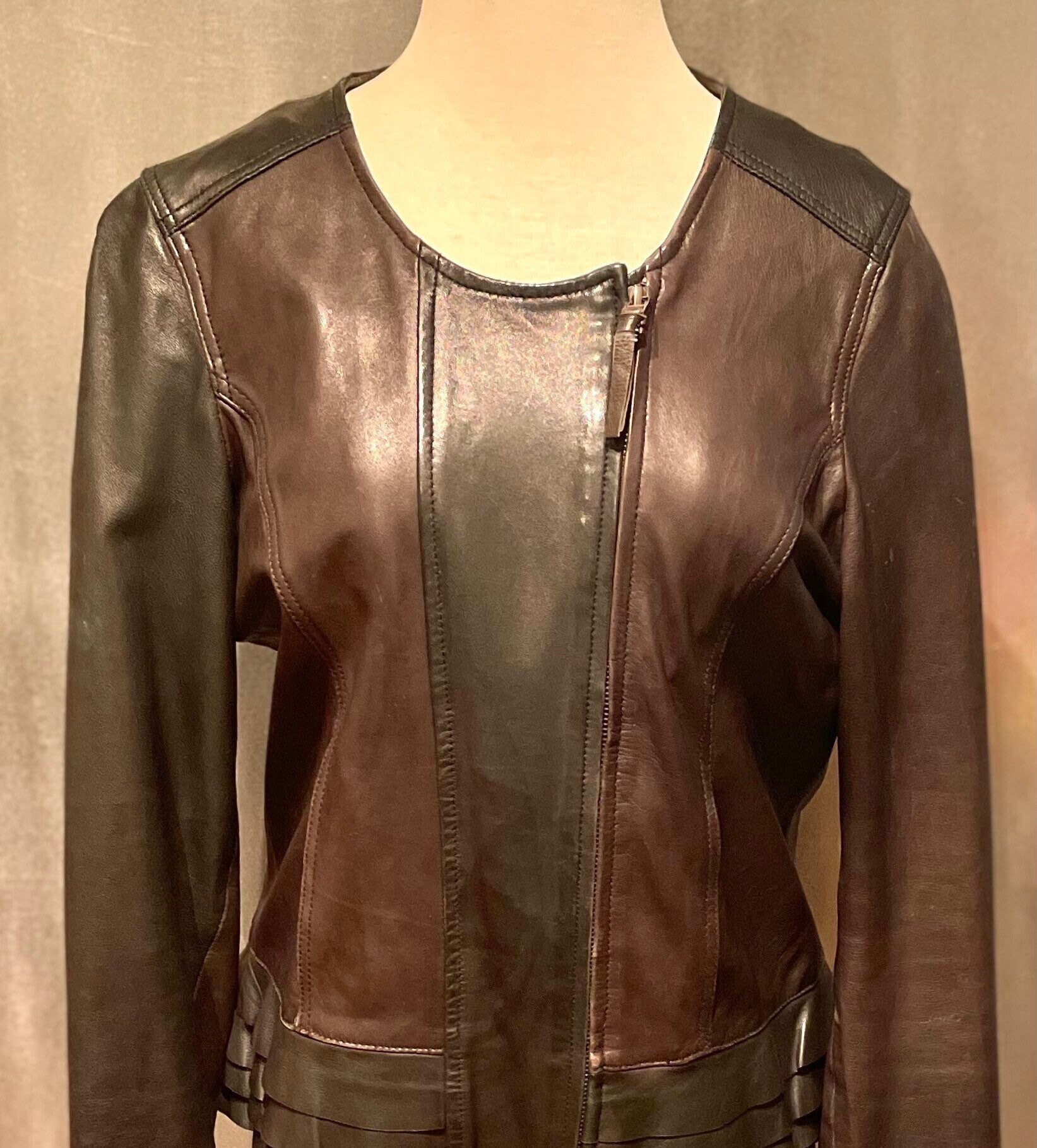 Womens Naf Naf Lambs Leather Jacket 