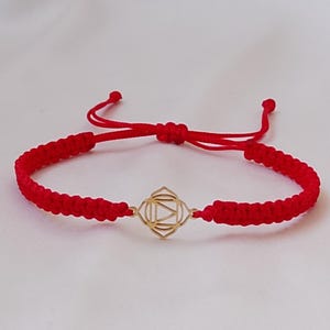 Pulsera de chakra raíz Muladhara, cordón de macramé ajustable, símbolo de yoga, joyería espiritual