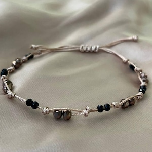 Macrame Bracelet with Beads Boho Adjustable Bracelet Gift for Her Handmade Minimalist Jewelry Friendship Gift
