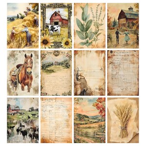Vintage bondgårds-ephemera, digitalt collageark, utskrivbart skräpjournalkit för lantlig användning, scrapbook-papper för bondgårdsliv, utskrivbara bilder på bondgårdsdjur bild 7