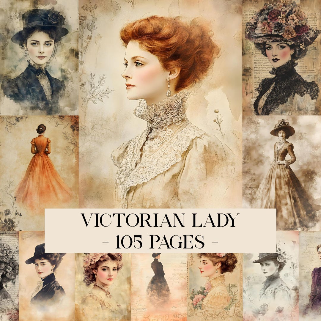 Vintage Victorian Lady Junk Journal Pages, Victorian Junk Journal Kit ...
