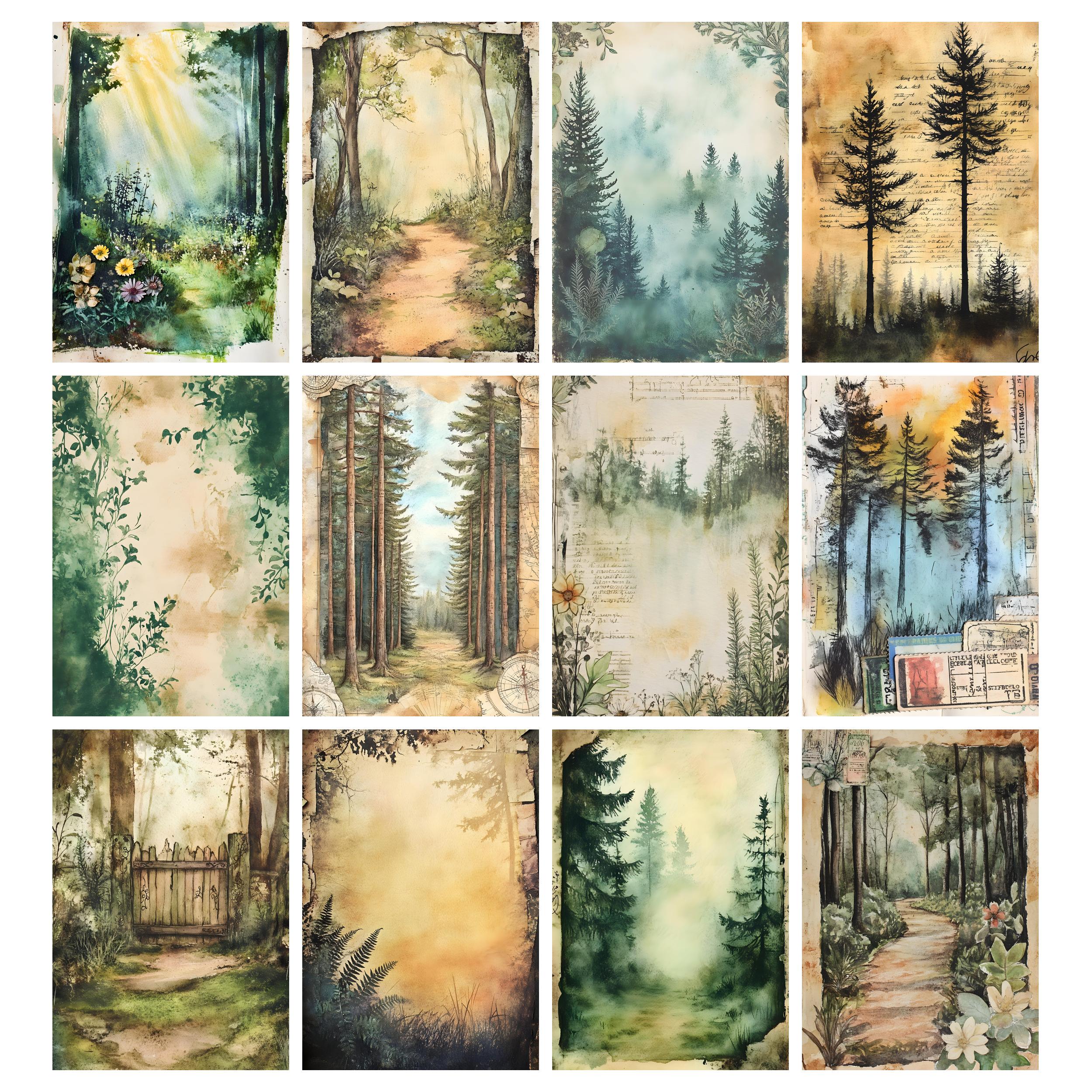 Old Forest Junk Journal Pages, Digital Scrapbook, Woods Paper Kit ...