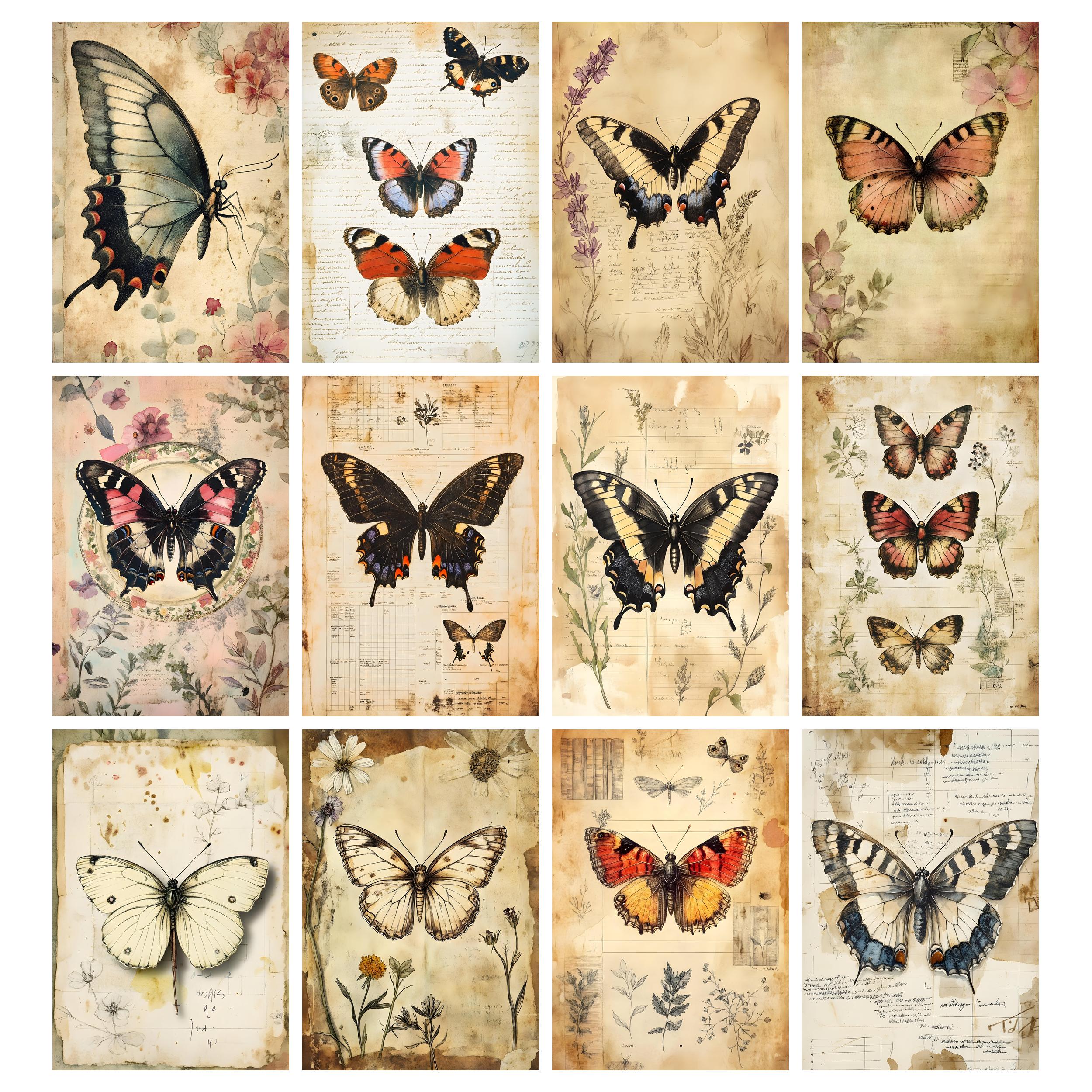 Vintage Butterfly Junk Journal Pages, Vintage Butterflies Junk Journal ...