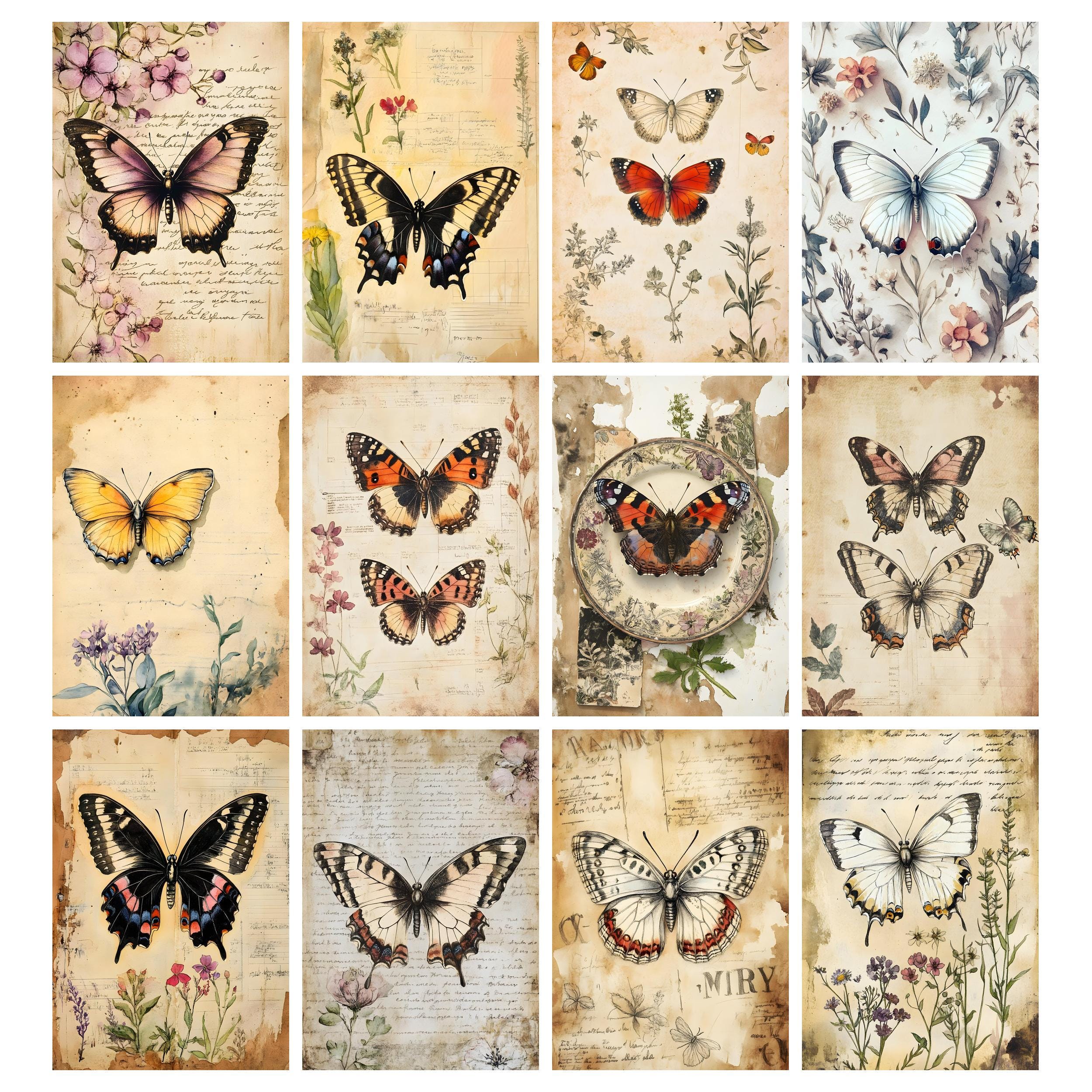 Vintage Butterfly Junk Journal Pages, Vintage Butterflies Junk Journal ...