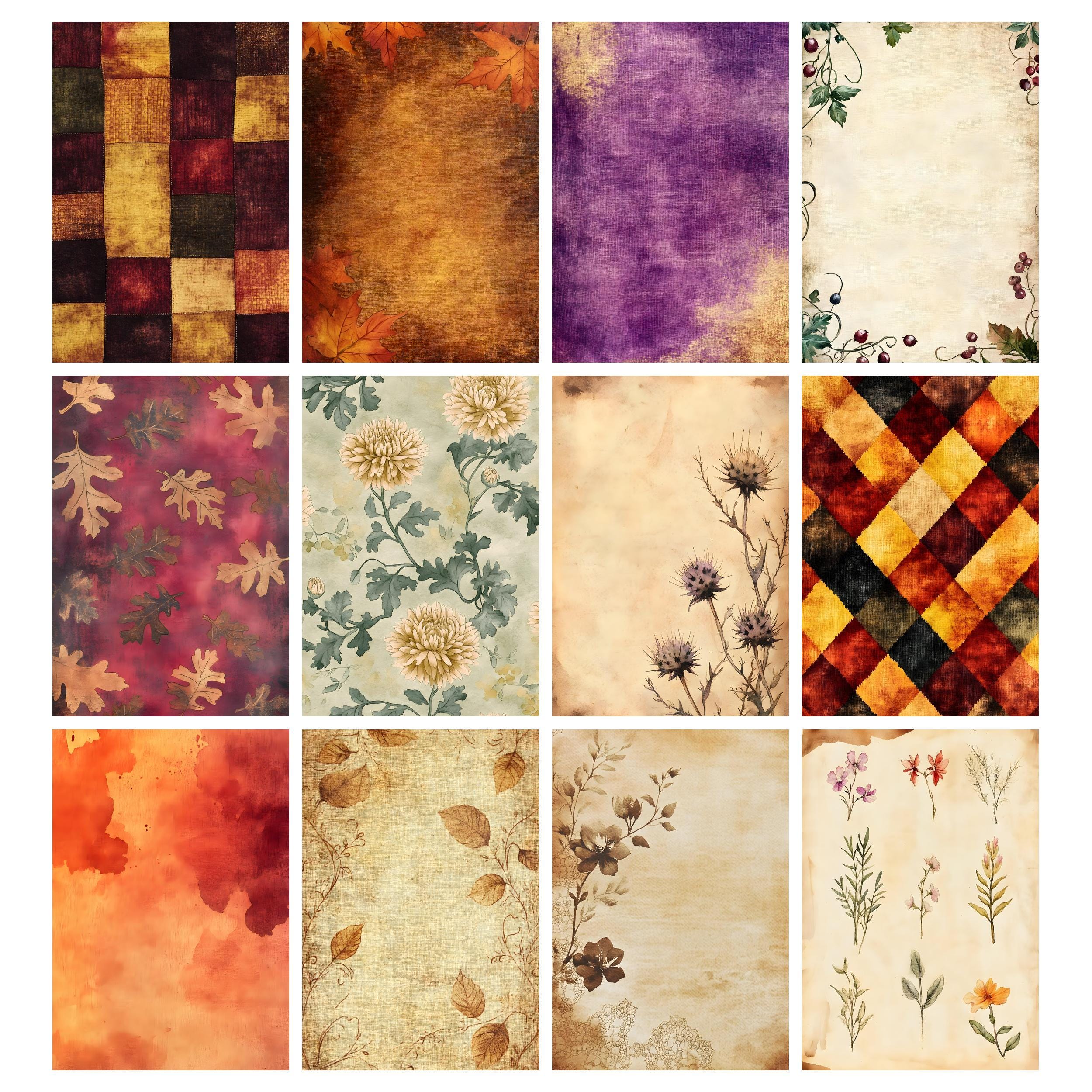 Autumn Leaves Printable Paper Pack, Floral Fall Leaves, Autumn Junk ...