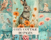 Cozy Cottage Junk Journal Pages, Cottagecore Journal, Shabby Chic Papers, Cottage Journal Kit, Cottage Printables, Cottagecore Ephemera