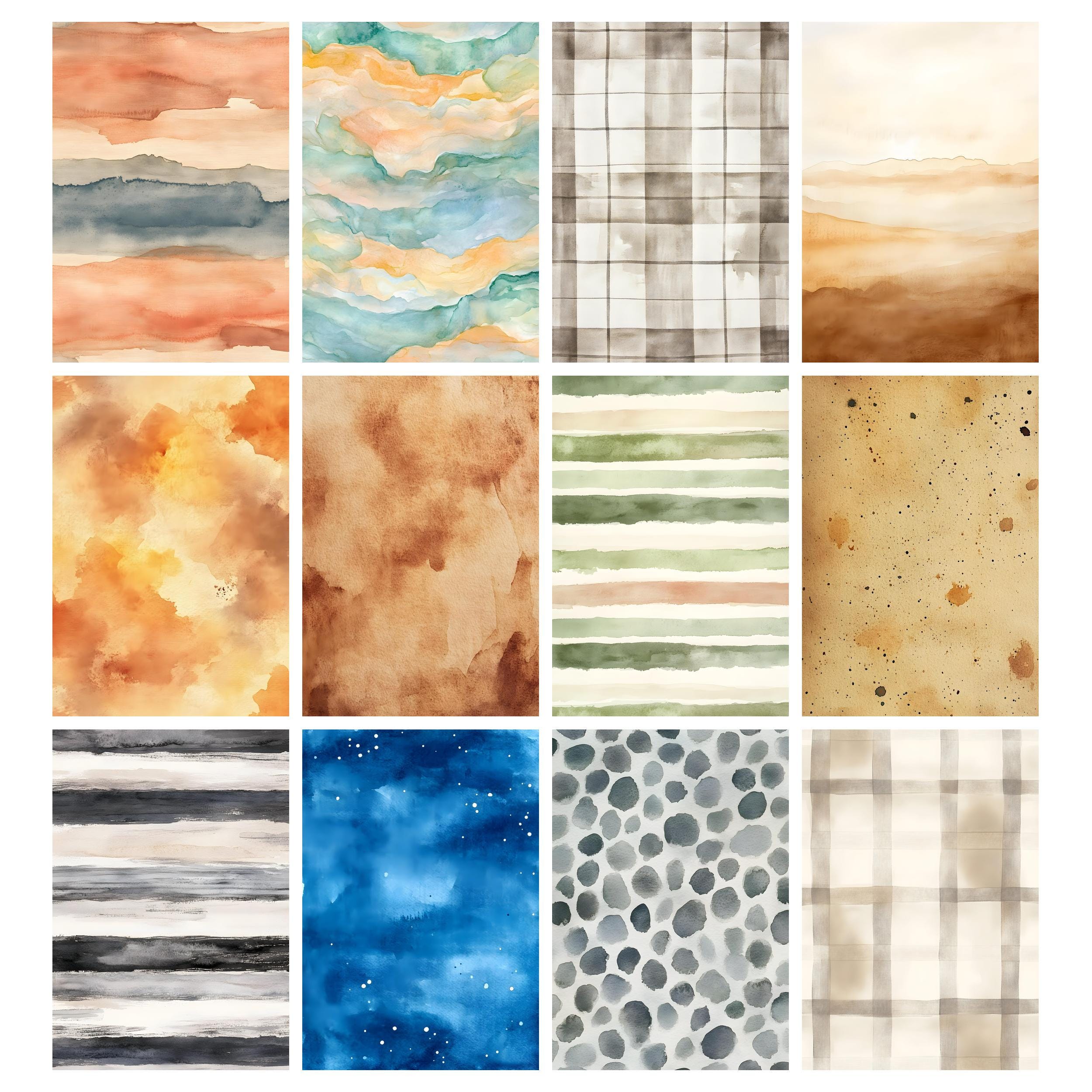 Watercolor Earth Tones Digital Paper Pack Neutral Boho Junk Journal ...