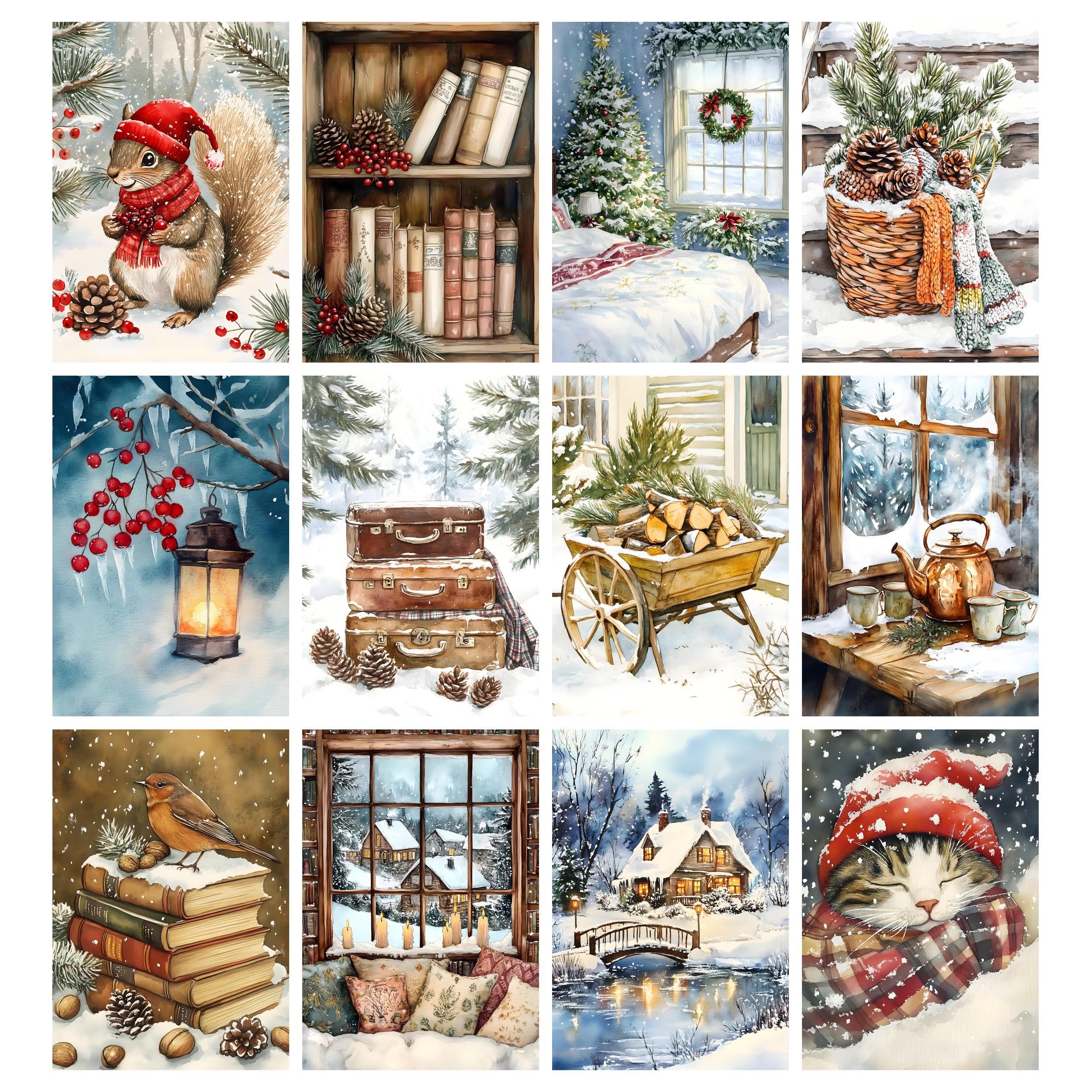 Cozy Winter Junk Journal Pages, Digital Scrapbook Paper Kit, Snow ...