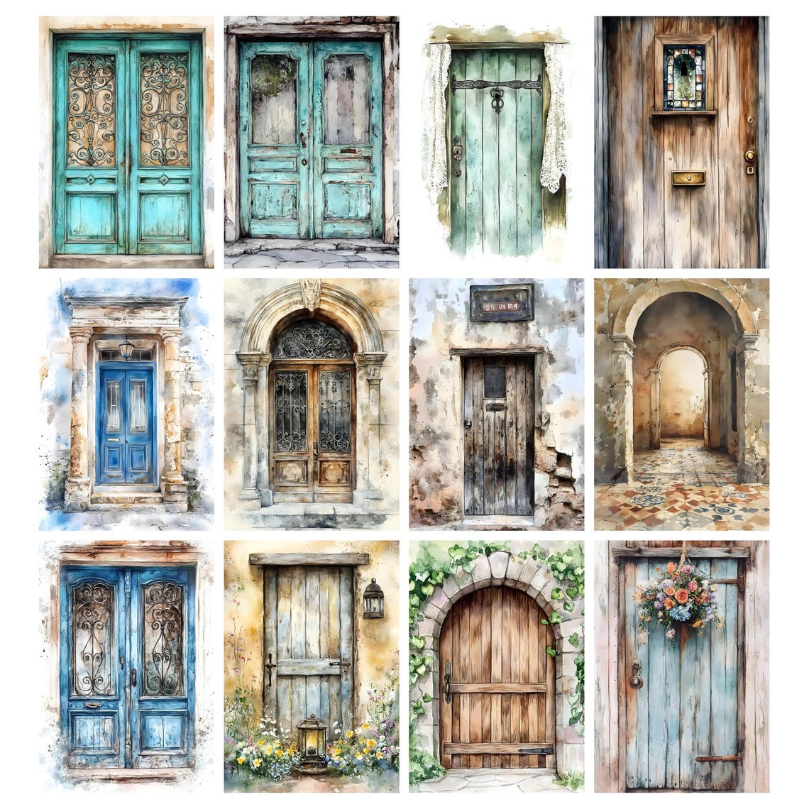 Rustic Vintage Doors Printable Junk Journal Kit Grunge Ephemera Antique ...