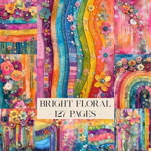Hippiemönster, Blommig skräpjournalsidor Hippie skräpjournalkit Utskrivbara Boho Journalsidor Färgglada Hippie Ephemera Digital Boho Journal