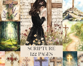 Scripture Junk Journal Kit Faith Ephemera Cross Junk Journal Pages Religious Scrapbook Pages Christian Ephemera Vintage Bible Digital Papers