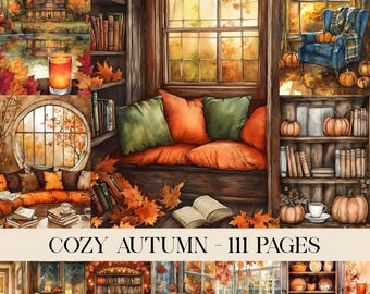 Gezellige herfst ongewenste dagboekpagina's, herfst ephemera, herfstpagina's, herfst ongewenste dagboek, herfst dagboek, ongewenste dagboek kit, plakboek printables