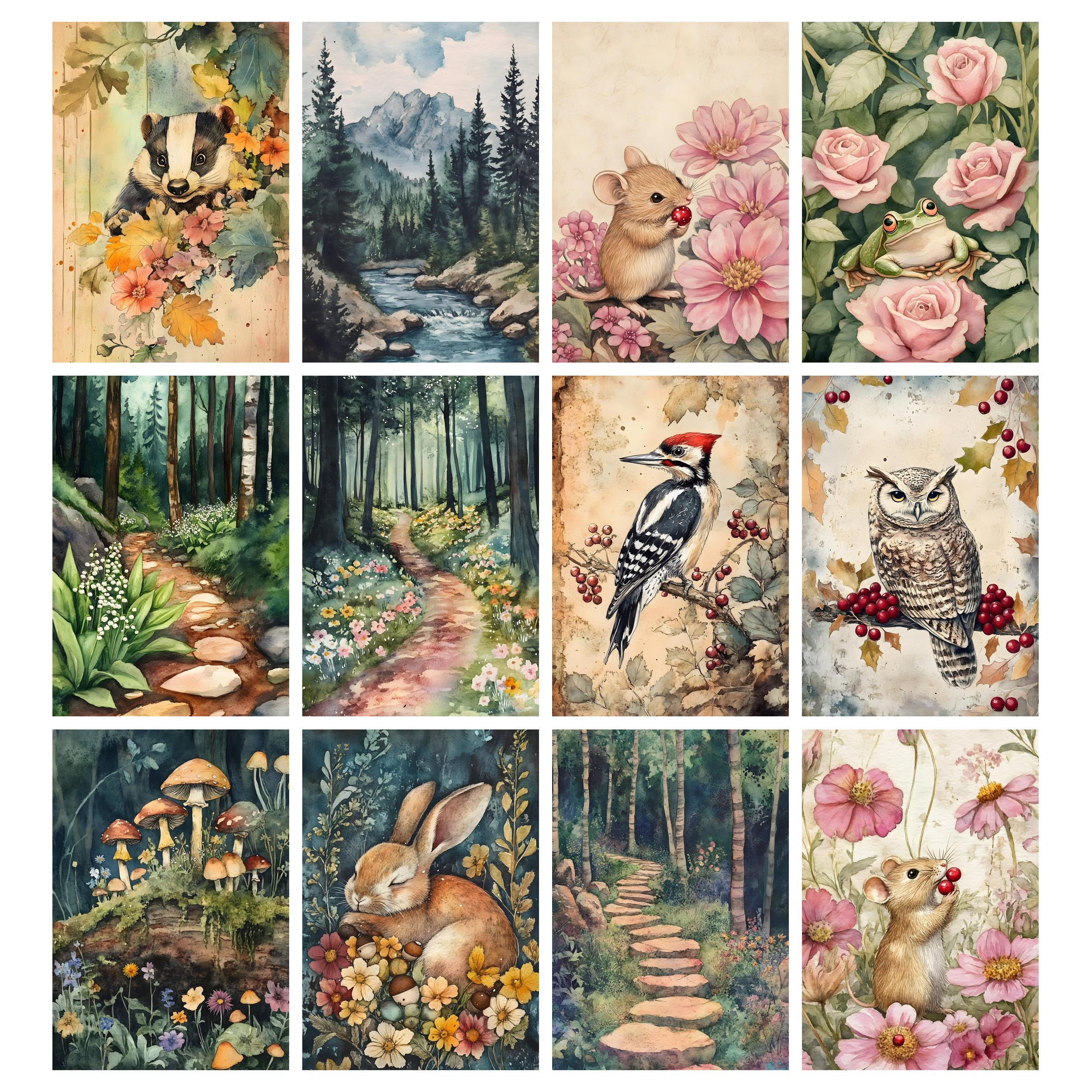 Woodland Animal Forest Junk Journal Pages, Woodland Journal, Animal ...