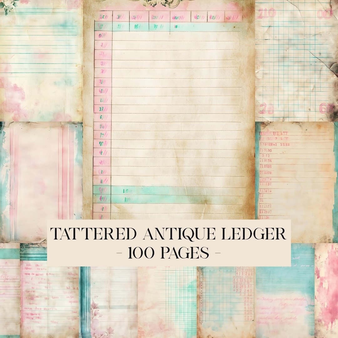 Printable Tattered Antique Ledger Paper, Old Junk Journal Pages ...