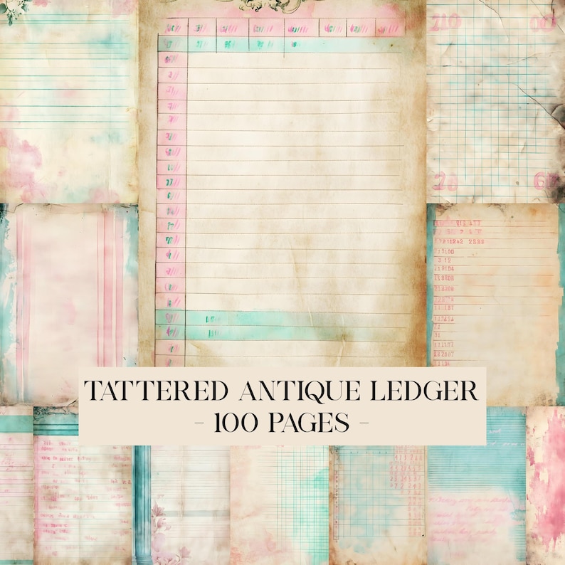 Printable Tattered Antique Ledger Paper, Old Junk Journal Pages ...
