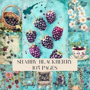 Shabby Blackberry Pages Junk Journal Kit, Blackberries Junk Journal Pages, Junk Journal Printable, Garden Junk Journal, Garden Ephemera