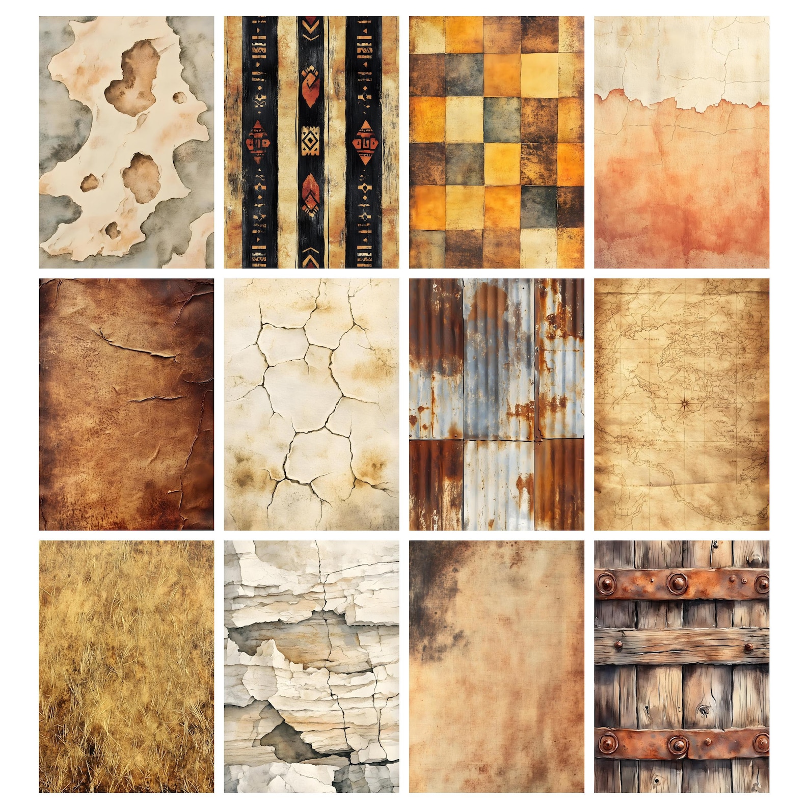 Western Pattern Texture Wild West Textures Digital Papers, Western Printable, Vintage Cowboy ...