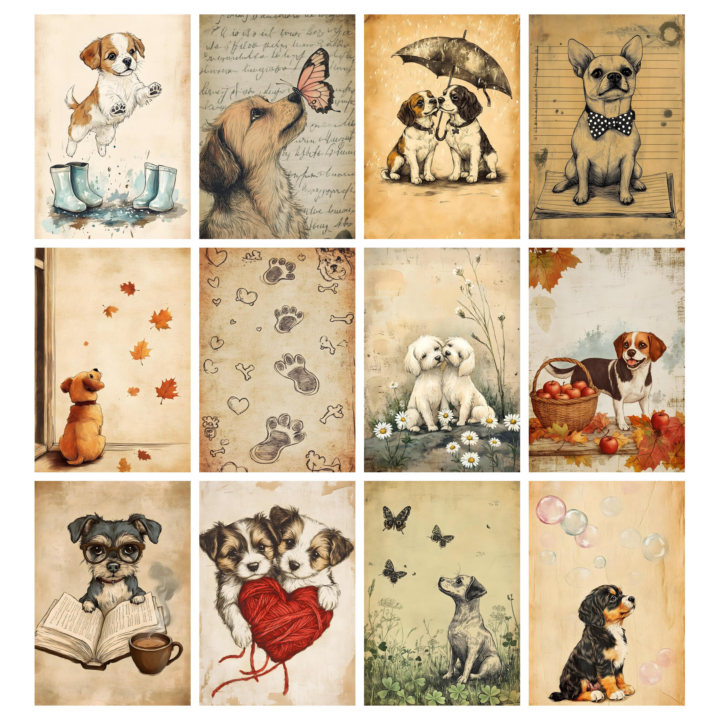 Dog Junk Journal Kit Printable Pages for Puppy Lovers, Cute Vintage Dog ...