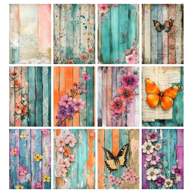 Boho Junk Journal Kit Paper Distressed Abstract Bohemian Printable ...