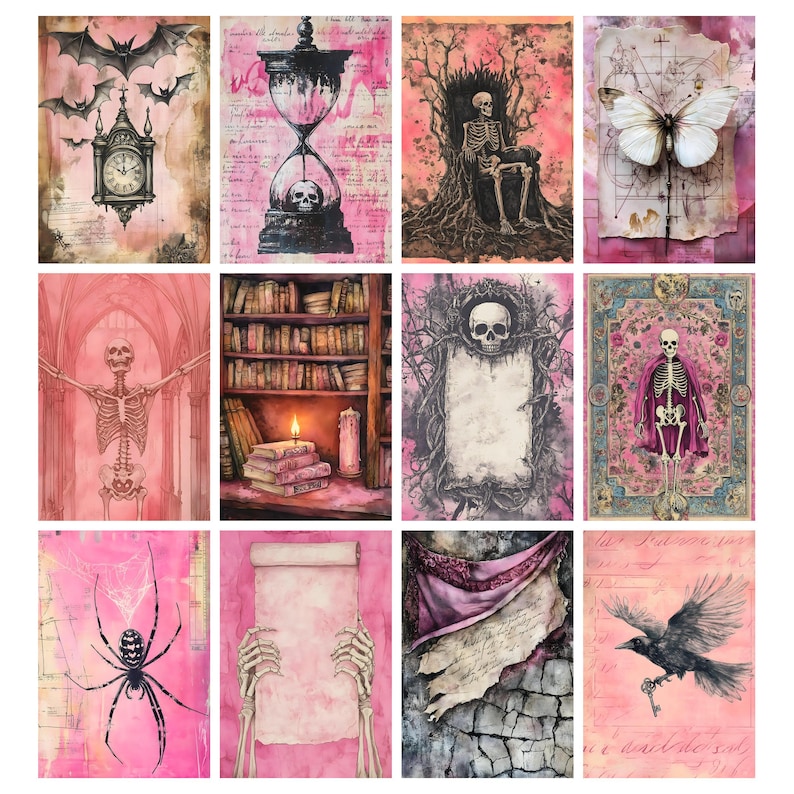 Rosa Halloweenkonst, Nyckfull Efemera, Skräpjournal, Gotiska Halloweensidor, Utskrivbar Häxkonst Clipart, Skuggornas Bok, Spöklik Säsong bild 6