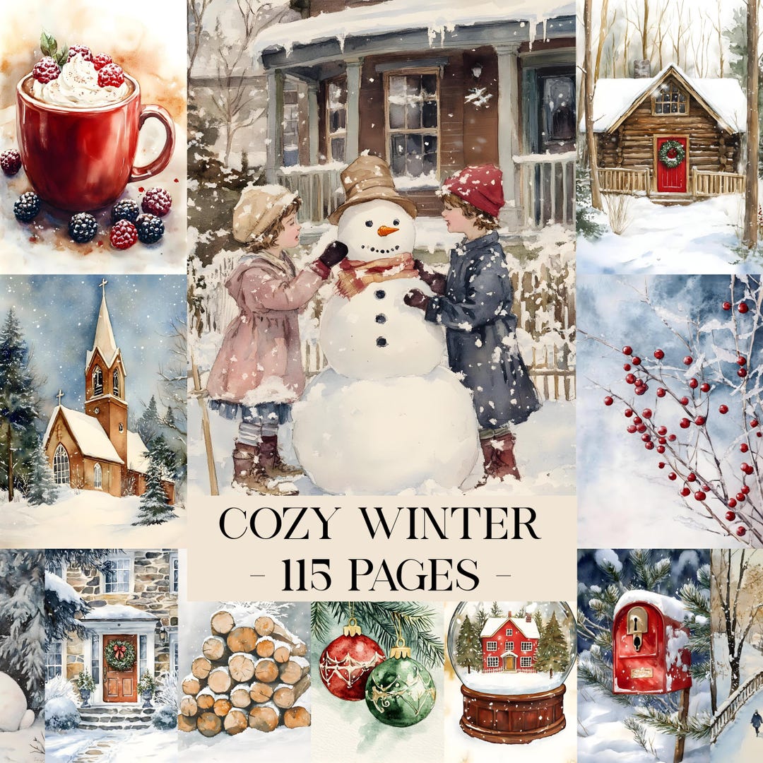 Cozy Winter Christmas Junk Journal Pages, Winter Junk Journal Kit ...