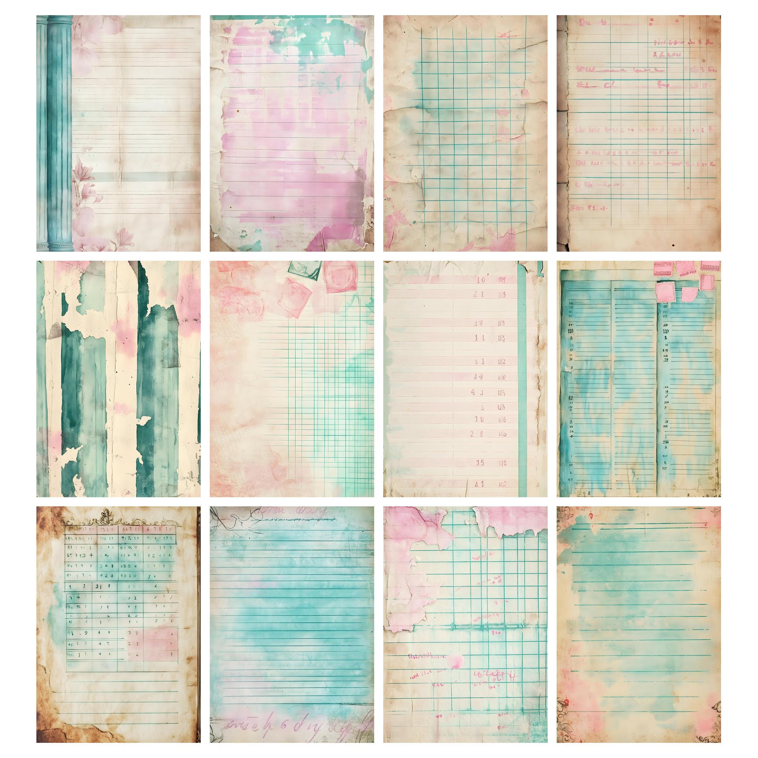 Printable Tattered Antique Ledger Paper, Old Junk Journal Pages ...
