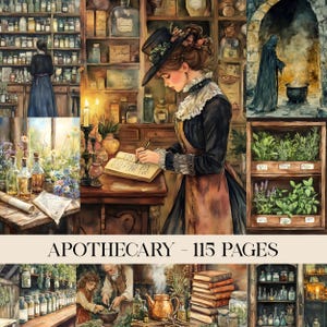 Apothecary Junk Journal Pages, Vintage Pharmacy Printable Pages, Potions And Medicine, Botanical Junk Journal Kit, Apothecary Ephemera