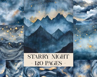 Pages de journal indésirable de la lune céleste, éphémères de ciel nocturne vintage, impression d'astronomie, feuille de collage d'étoile mystique, kit de papier de scrapbooking numérique