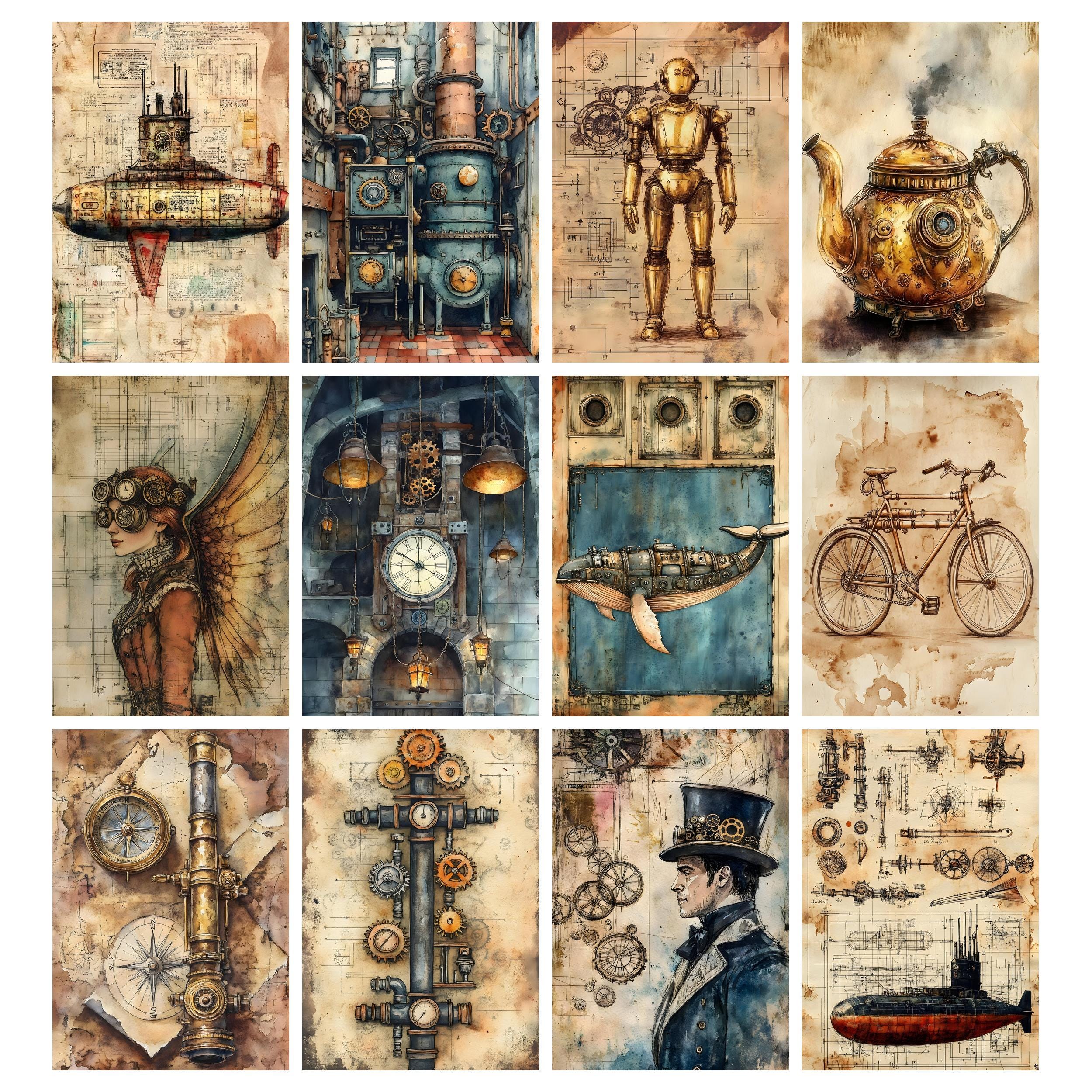 Vintage Steampunk Junk Journal Kit, Instant Download, Digital Scrapbook ...