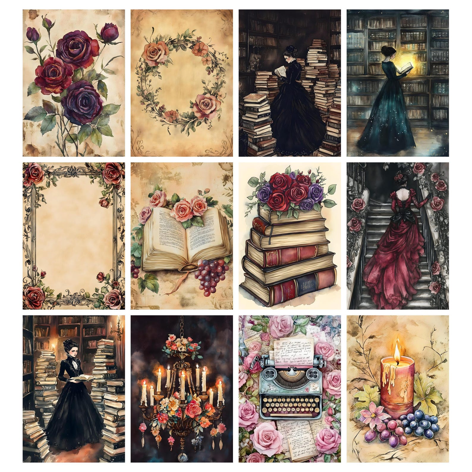 Haunted Library Junk Journal Printable Kit Gothic Victorian Ghosts Dark ...
