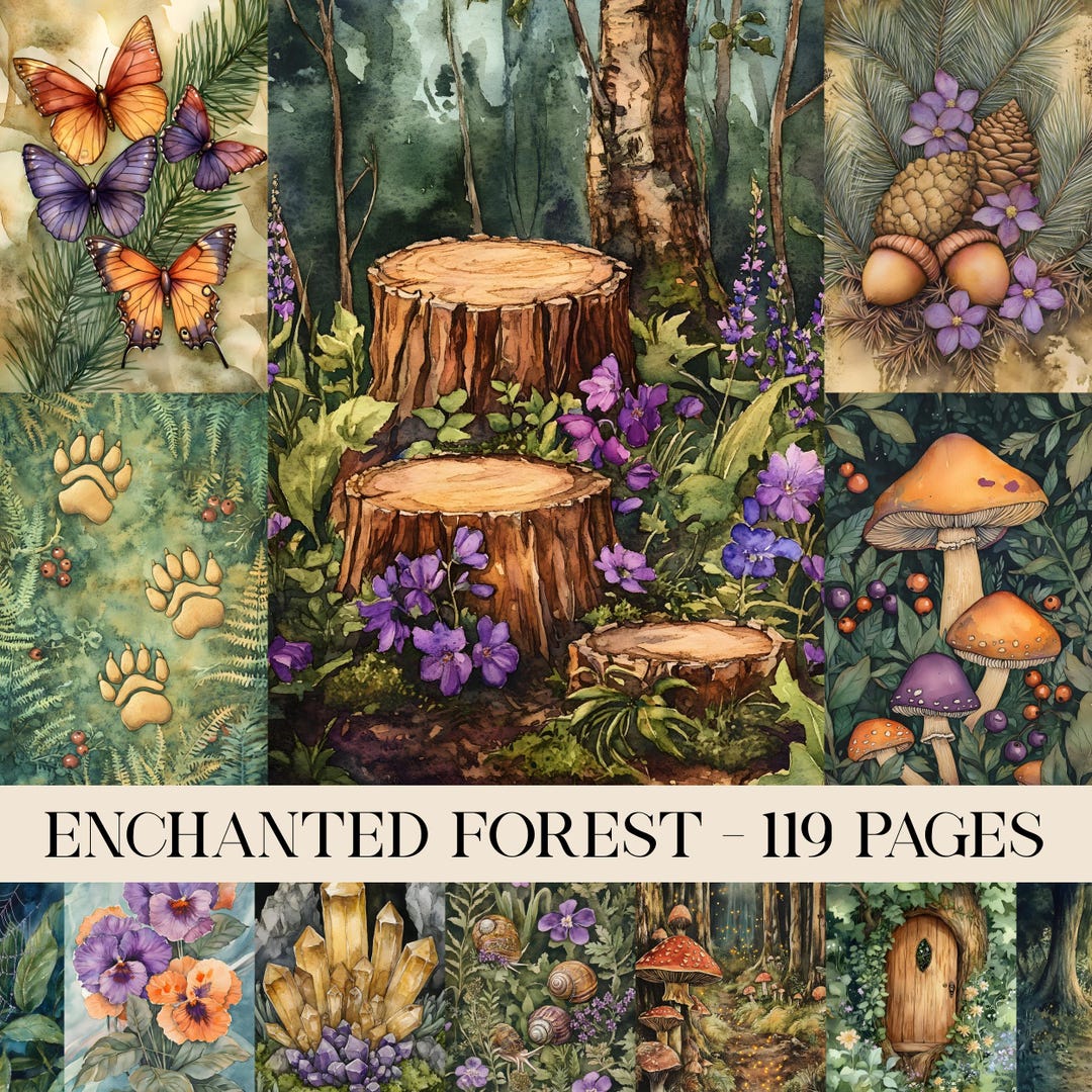 Enchanted Forest Junk Journal Pages, Printable Collage Sheet, Digital ...