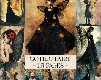 Gothic Fairy Junk Journal Pages, Dark Fairy Ephemera, Gothic Junk Journal Kit, Fantasy Junk Journal, Fairy Paper, Digital Scrapbook Papers