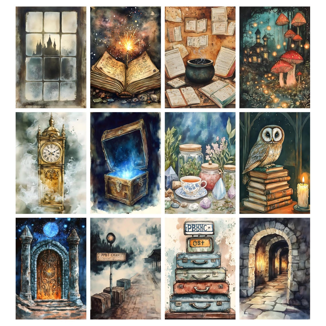 Wizards and Books Junk Journal Kit Printable, Wizard Digital Collage ...