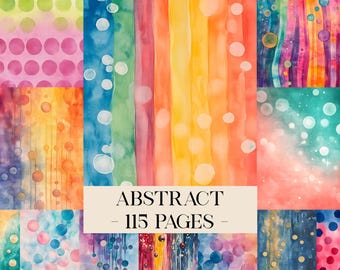 Papeles digitales abstractos, efímeras bohemias imprimibles, diario abstracto, páginas de diario retro abstracto de color, álbum de recortes, hoja de collage colorido