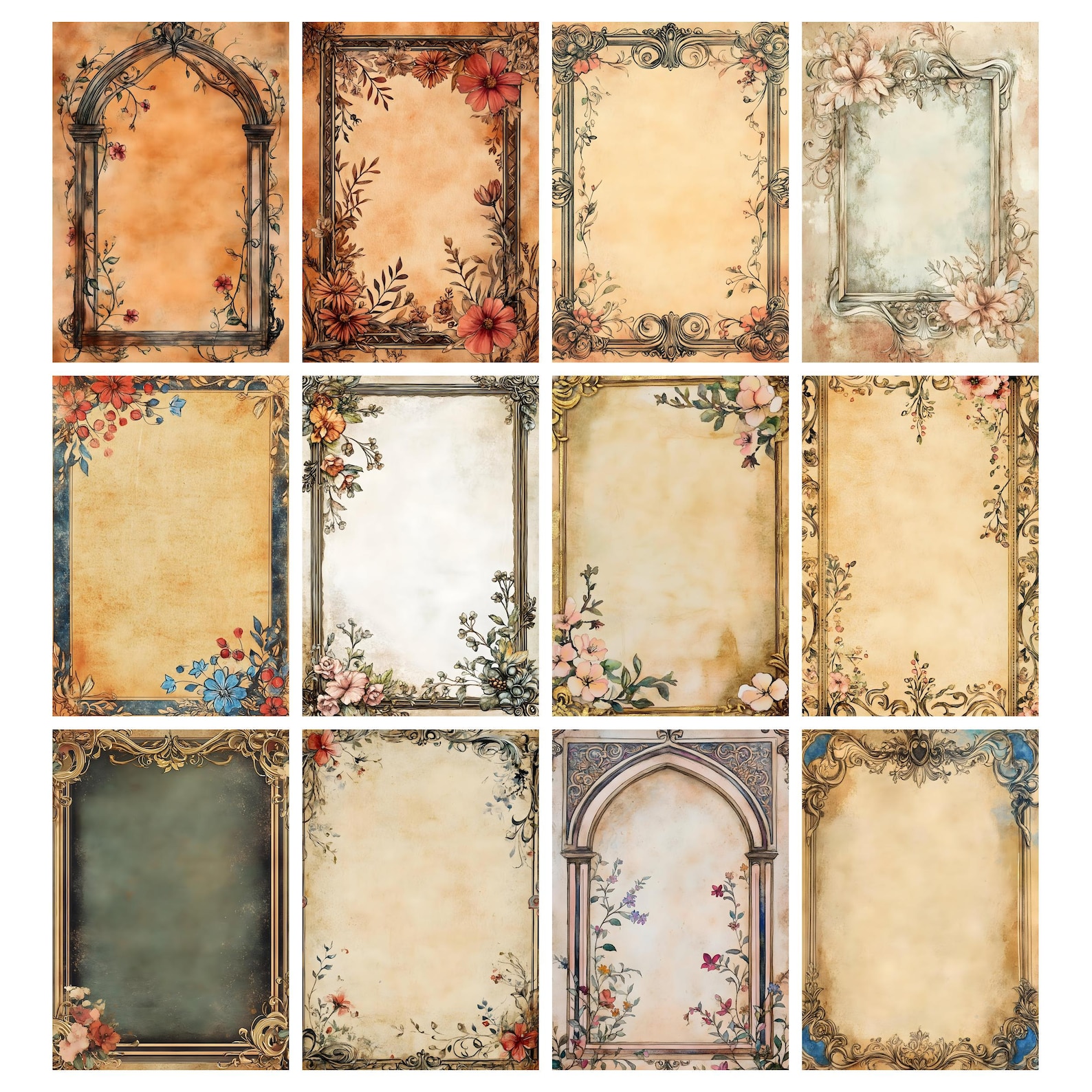 Brown Manuscript Pages Antique Junk Journal Pages, Illuminated ...