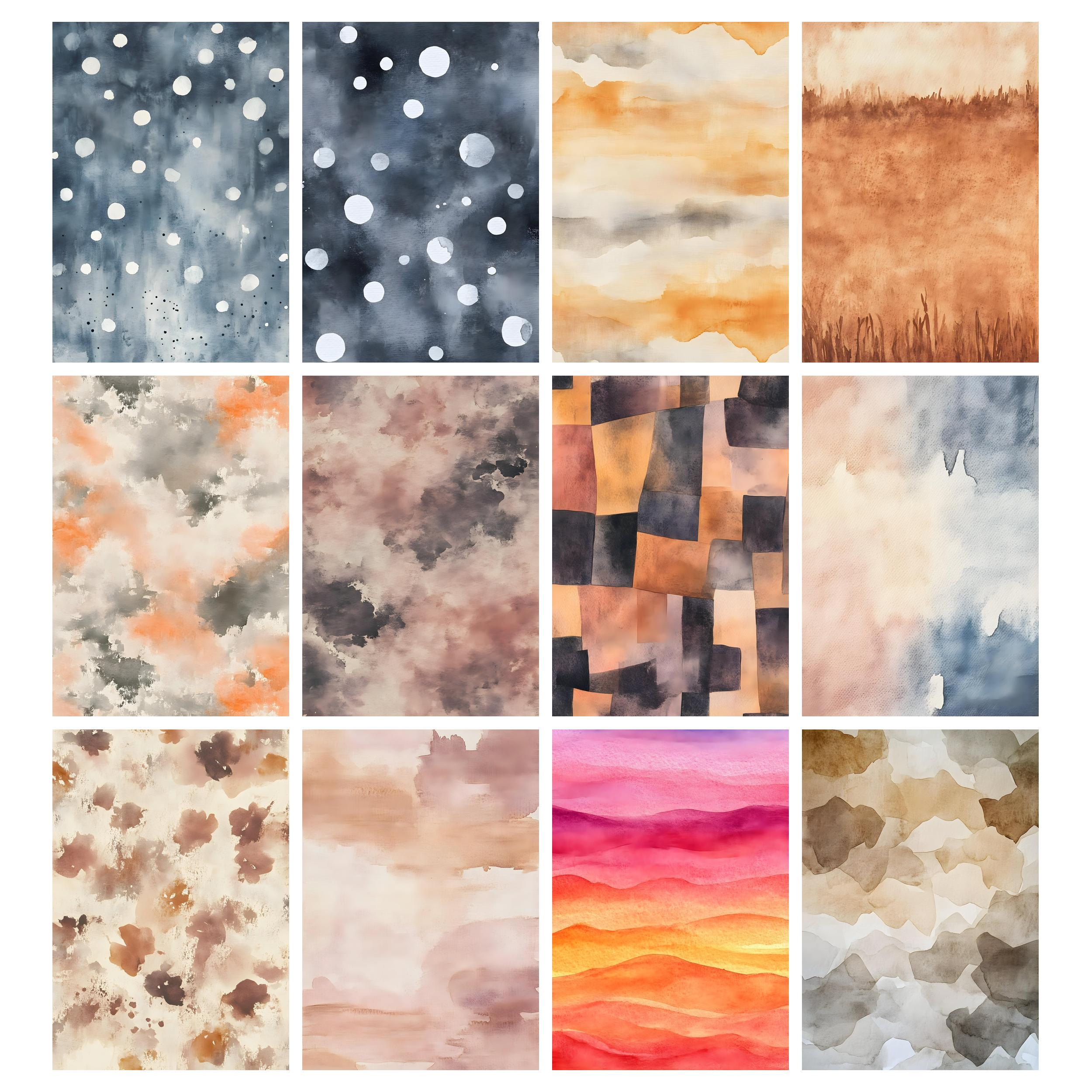 Watercolor Earth Tones Digital Paper Pack Neutral Boho Junk Journal ...