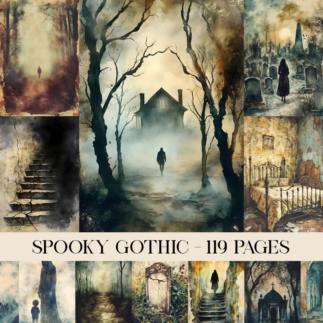 Spooky Gothic Junk Journal Pages, Scrapbook Paper Kit, Gothic Collage ...