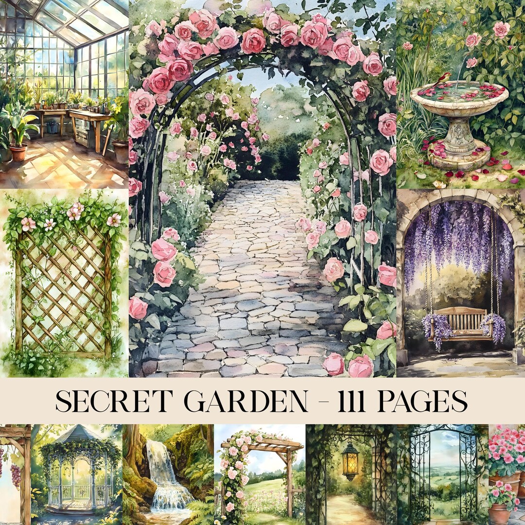 Secret Garden Junk Journal Kit, Vintage Scrapbook Printable, Floral ...