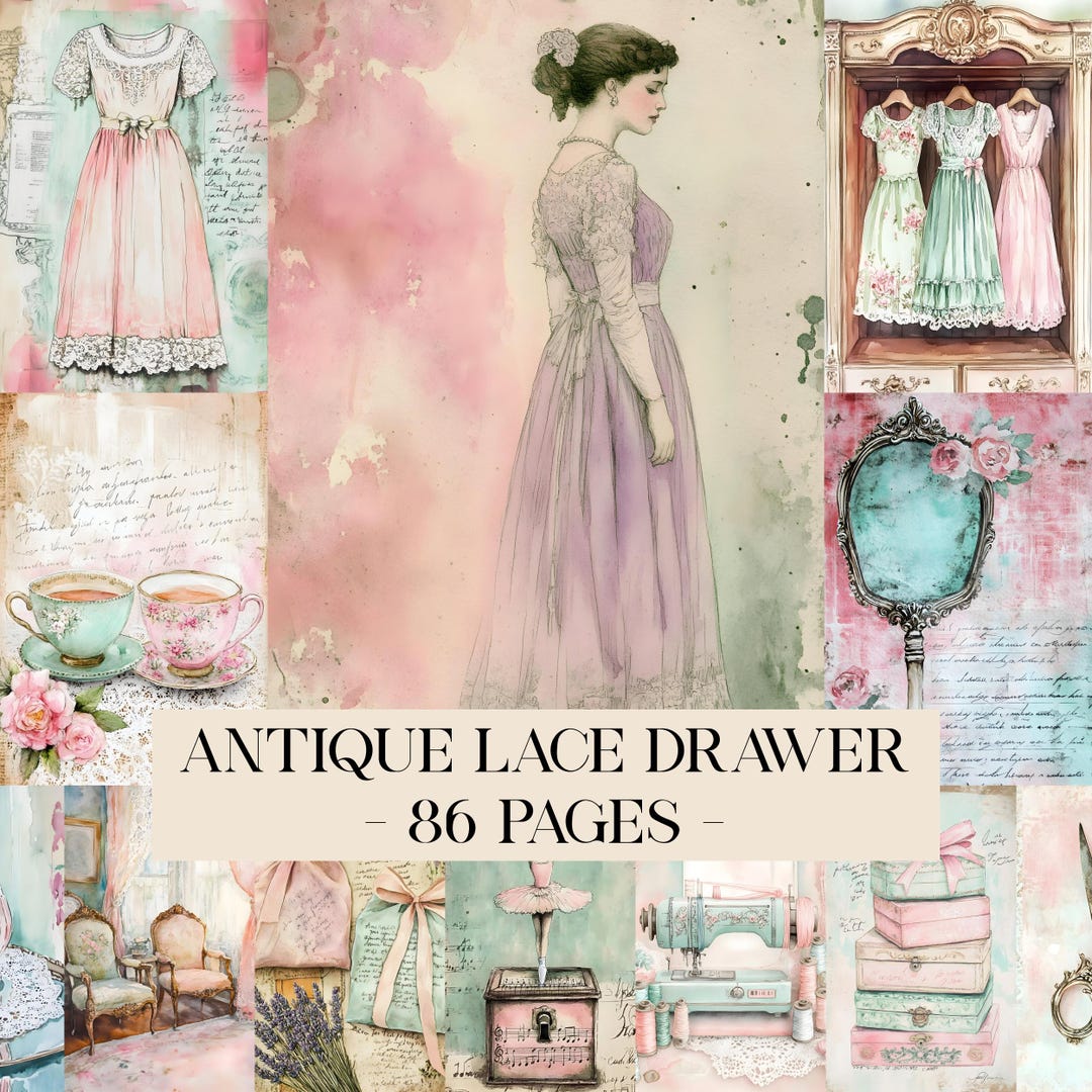 Journal In Drawer Antique Lace Drawer Junk Journal Kit, Vintage Old Printable Ephemera ...