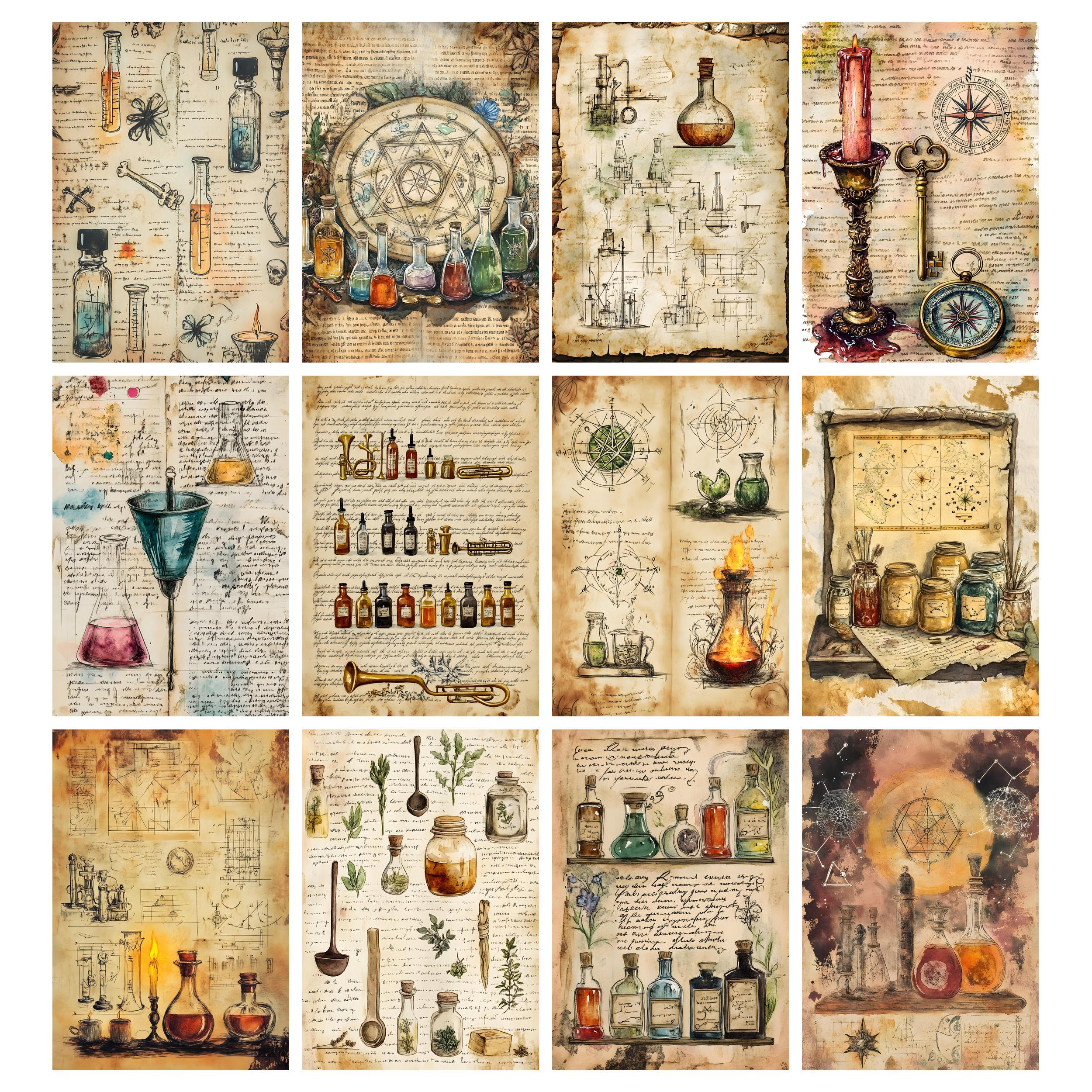 Book of Witchcraft Junk Journal Pages, Digital Scrapbook Papers, Mystic ...