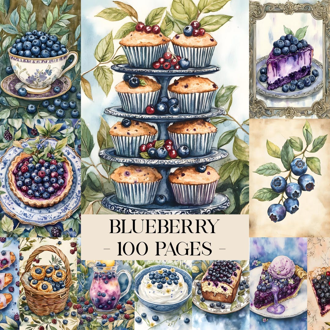 Blueberry Junk Journal Kit, Berry Junk Journal Pages, Blueberry ...