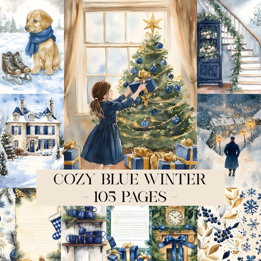Cozy Winter Junk Journal Kit, Printable Winter Digital Papers, Vintage ...