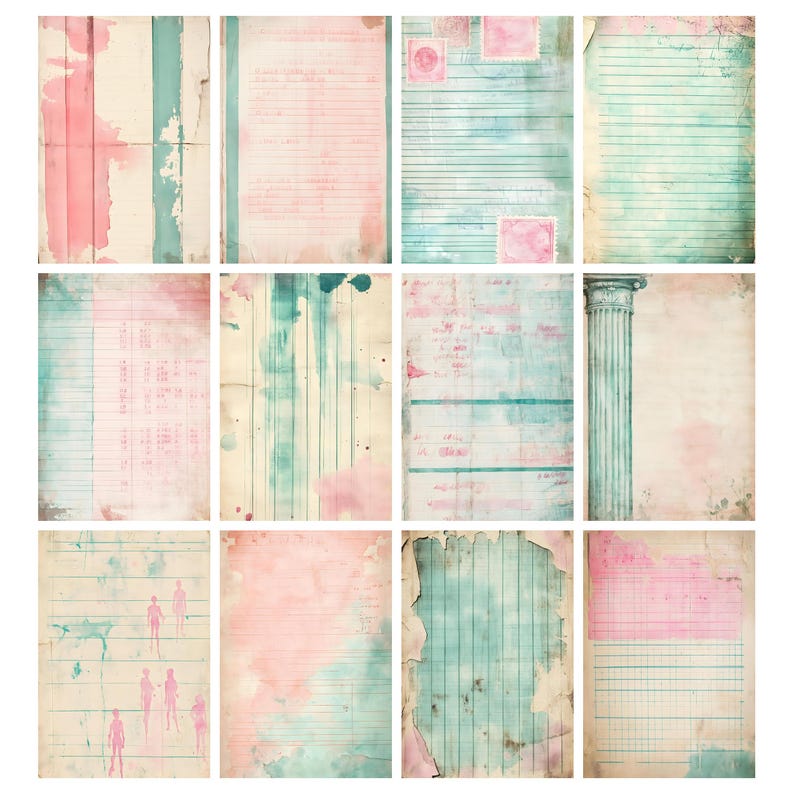 Printable Tattered Antique Ledger Paper, Old Junk Journal Pages ...
