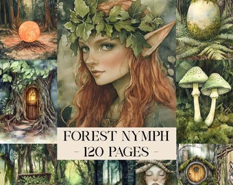 Forest Nymph Junk Journal Pages, Mystical Forest Junk Journal Kit, Magical Forest Scrapbook, Fantasy Woodland Printables, Fairy Digital Kit