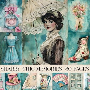 Shabby Chic Junk Journal Pages, Shabby Chic Ephemera, Shabby Chic Papers, Floral Junk Journal,  Junk Journal Kit, Floral Paper Digital Paper
