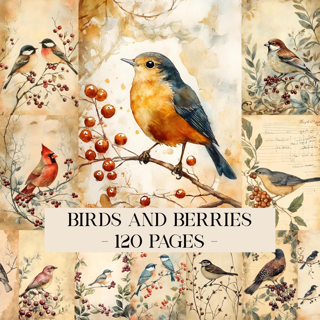 Watercolor Birds Junk Journal Printable Pages, Vintage Birds Junk ...