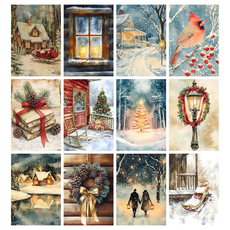 Farmhouse Christmas Junk Journal Kit, Rustic Christmas Printable Pages ...
