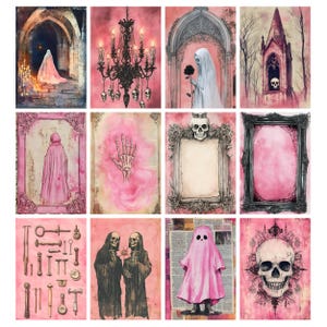Rosa Halloweenkonst, Nyckfull Efemera, Skräpjournal, Gotiska Halloweensidor, Utskrivbar Häxkonst Clipart, Skuggornas Bok, Spöklik Säsong bild 7
